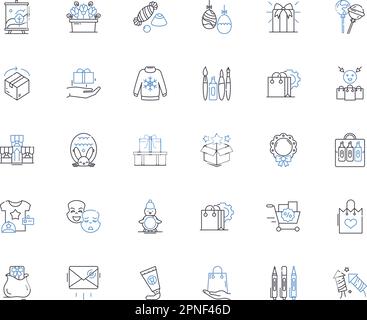Presents line icons collection. Gifts, Surprises, Presents, Tokens, Packages, Offerings, Souvenirs vector and linear illustration. Memorabilia Stock Vector