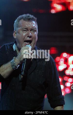 Jimmy Barnes Cold Chisel performing live in concert at ANZ Stadium as part of the Sydney 500 V8 Supercars event. Sydney, Australia - 05.12.09 Stock Photo
