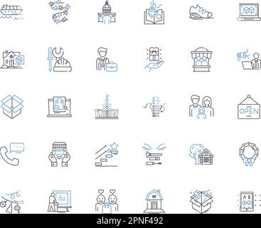 Downtown parcel delivery line icons collection. Courier, Package, Expedited, Delivery, Parcel, Rush, Express vector and linear illustration. Same-day Stock Vector