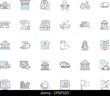 Metropolis line icons collection. Futuristic, Industrial, Urban ...