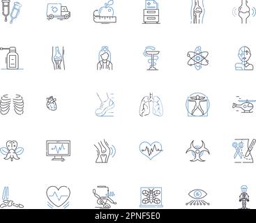 Infirmary line icons collection. Hospital, Clinic, Nurses, Doctors, Emergency, Care, Healing vector and linear illustration. Medicine,Medication Stock Vector