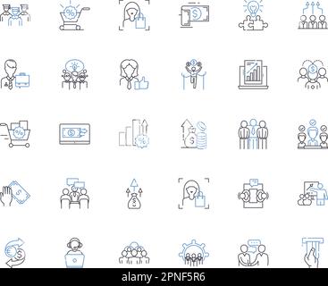 Sales approach line icons collection. Persuasion, Negotiation, Pitching ...