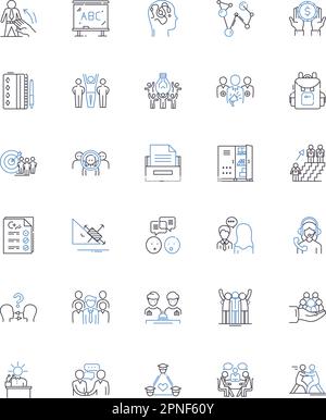 Sharing knowledge line icons collection. Collaboration, Expertise, Education, Insight, Sharing, Wisdom, Mentorship vector and linear illustration Stock Vector