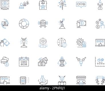 Asset evaluation line icons collection. Valuation, Metrics, Estimation, Analysis, Assessment, Appraisal, Evaluation vector and linear illustration Stock Vector
