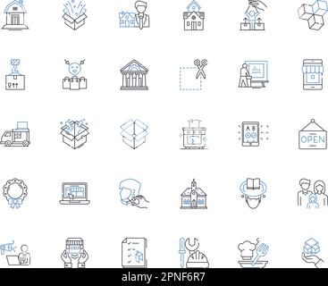 Municipal line icons collection. Government, Services, Infrastructure, Budget, Development, Planning, Administration vector and linear illustration Stock Vector