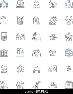 Classes and tutorials line icons collection. Instruction, Seminars, Lessons, Workshops, Lectures, Courses, Coaching vector and linear illustration Stock Vector