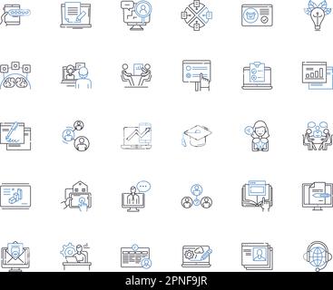 E-Learning line icons collection. Online, Education, Technology, Learning, Digital, Distance, Internet vector and linear illustration. Virtual Stock Vector