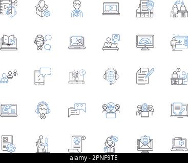 Distance working line icons collection. Flexibility, Remote, Collaboration, Productivity, Connectivity, Efficiency, Isolation vector and linear Stock Vector