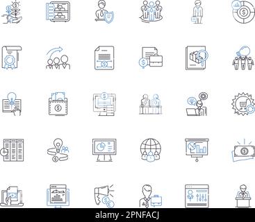 Depository line icons collection. Vault, Safe, Storage, Trust, Safekeeping, Preservation, Security vector and linear illustration. Repository,Cache Stock Vector