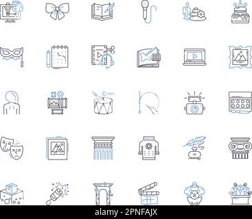 Artistic jobs line icons collection. Painter, Sculptor, Illustrator, Graphic designer, Photographer, Animator, Printmaker vector and linear Stock Vector