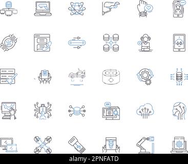 Devices line icons collection. Smartph, Tablet, Laptop, Smartwatch, Headphs, Mouse, Keyboard vector and linear illustration. Tracker,GPS,Dr outline Stock Vector