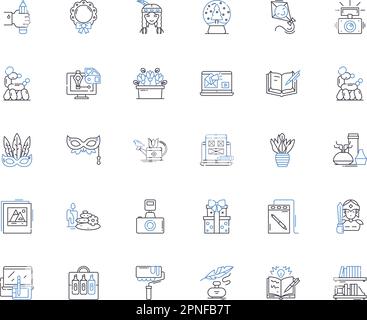 Resourceful line icons collection. Creative, Adaptable, Inventive, Versatile, Clever, Skilled, Innovative vector and linear illustration. Tactical Stock Vector