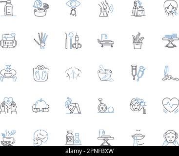 Surgery line icons collection. Incision, Anesthesia, Scalpel, Procedure, Scrub, Healing, Trauma vector and linear illustration. Recovery,Gauze Stock Vector