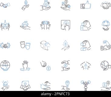 Mitts line icons collection. Gloves, Protection, Warmth, Grip, Leather, Snowboarding, Skiing vector and linear illustration. Cold,Hands,Insulation Stock Vector