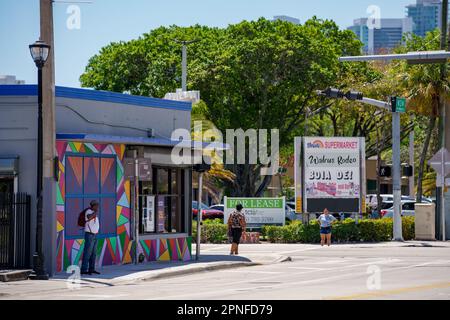 Little Haiti Miami, FL, USA - April 18, 2023: Streets of Little Haiti Miami Stock Photo