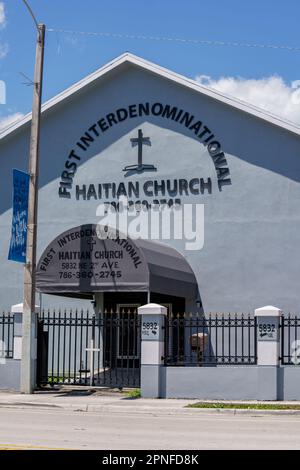 Little Haiti Miami, FL, USA - April 18, 2023: First Interdenominational Haitian Church Stock Photo
