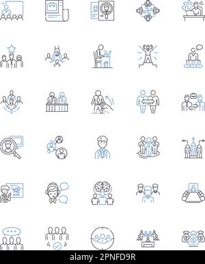 Workplace efficiency line icons collection. Streamlined, Productive, Organized, Focused, Automated, Efficient, Time-saving vector and linear Stock Vector
