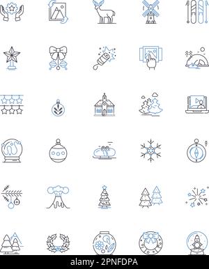 Yuletide line icons collection. Celebrate, Joy, Cheer, Merry, Festive, Gifts, Holly vector and linear illustration. Jingle,Noel,Wreath outline signs Stock Vector