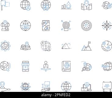 Geolocation line icons collection. Tracking, Mapping, Location, GPS, Navigation, Positioning, Geo-fencing vector and linear illustration. Proximity Stock Vector