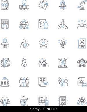 Prospective firm line icons collection. Innovative, Sustainable, Dynamic, Collaborative, Visionary, Ambitious, Agile vector and linear illustration Stock Vector