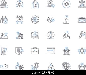 Administration Management line icons collection. Efficiency, Organization, Coordination, Delegation, Supervision, Communication, Planning vector and Stock Vector