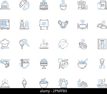 Devouring line icons collection. Consumption, Gluttony, Gorging, Devour, Engulfing, Eating, Ravaging vector and linear illustration. Swallowing Stock Vector