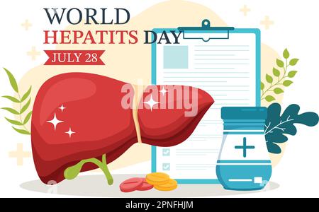 World Hepatitis Day Vector Illustration of Patient Diseased Liver, Cancer and Cirrhosis in Health Care Flat Cartoon Hand Drawn Landing Page Templates Stock Vector