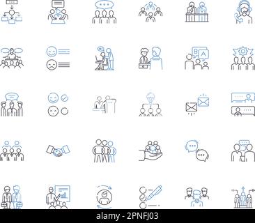 Chatting line icons collection. Conversing, Interacting, Socializing, Messaging, Communicating, Talking, Emoting vector and linear illustration Stock Vector