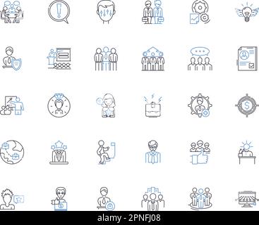 Construction technology line icons collection. Automation, Robotics, Prefabrication, D printing, Drs, Sensors, BIM vector and linear illustration Stock Vector