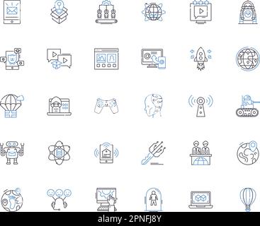 Emerging Trends line icons collection. Innovation, Sustainability, Disruption, Evolution, Digitalization, Adaptation, Connectivity vector and linear Stock Vector