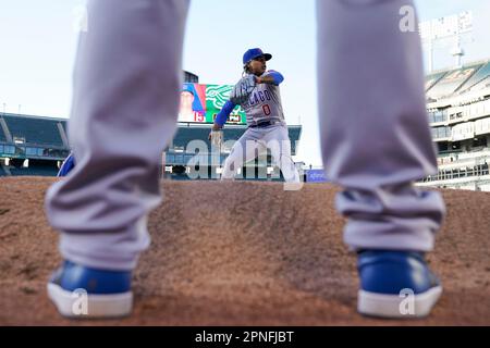 Chicago Cubs pitcher Marcus Stroman (0) pitches against the San Francisco  Giants during a MLB spring training baseball game, Saturday, Mar 19, 2022,  in Scottsdale, Ariz. (Chris Bernacchi/Image of Sport/Sipa USA Stock