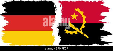 Angola and Germany grunge flags connection, vector Stock Vector