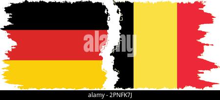 Belgium and Germany grunge flags connection, vector Stock Vector