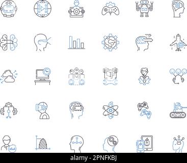 Email advertising line icons collection. Messaging, Outreach, Promotions, Notifications, Click-throughs, Branding, Campaigns vector and linear Stock Vector