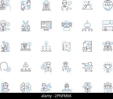 Organizational behavior line icons collection. Motivation, Communication, Culture, Power, Resistance, Diversity, Conflict vector and linear Stock Vector