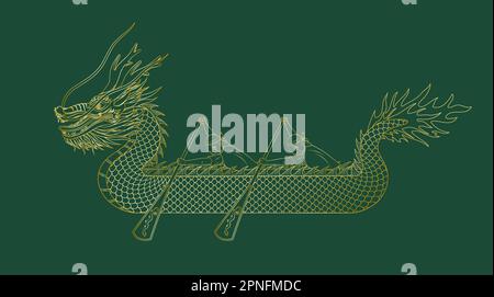 Vector illustration of golden lines of dragon boat racing during the Dragon Boat Festival in China Stock Vector