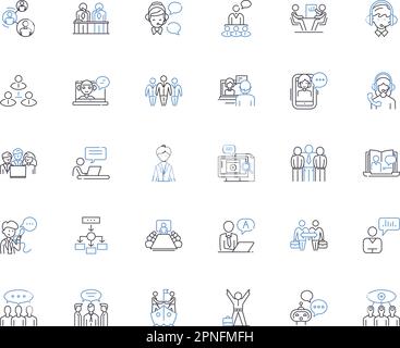 Buyers line icons collection. Consumers, Purchasers, Shoppers, Acquirers, Buyers, Patrons, Investors vector and linear illustration. Customers,End Stock Vector