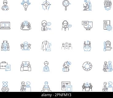 Problem-solving skills line icons collection. Ingenuity, Resourcefulness, Creativity, Adaptability, Innovation, Agile, Perseverance vector and linear Stock Vector