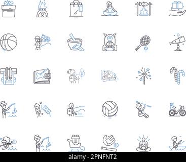 Amusements line icons collection. Arcade, Rollercoaster, Waterpark ...