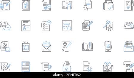 Penning line icons collection. Writing, Authoring, Composing, Drafting, Scribbling, Inscribing, Jotting vector and linear illustration. Recording Stock Vector