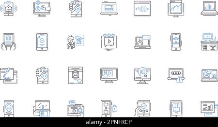Communication junction line icons collection. Connection, Exchange, Nerk, Dialogue, Interaction, Collaborate, Transmit vector and linear illustration Stock Vector
