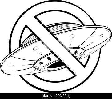 Vector engraved style illustration of ufo in monochrome isolated on white background. Stock Vector