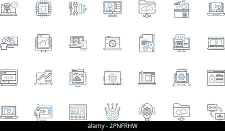 Cyber portal line icons collection. Cybersecurity, Hackers, Encryption, Malware, Phishing, Firewall, Cybercrime vector and linear illustration. Data Stock Vector