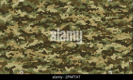Grass ground pixel, military camouflage pattern background, vector army camo. 8 bit digital texture of pixel camouflage pattern, abstract print of sol Stock Vector