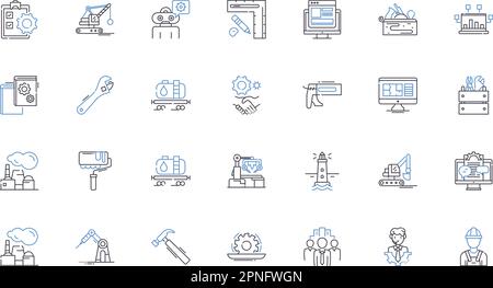 Construction firms line icons collection. Builders, Contractors, Engineers, Infrastructure, Industrial, Development, Project vector and linear Stock Vector