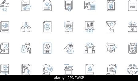 Regulation line icons collection. Compliance, Oversight, Governance, Enforcement, Supervision, Control, Legal vector and linear illustration. Policy Stock Vector