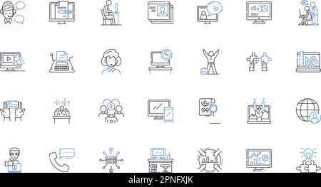 Operational firm line icons collection. Efficiency, Productivity, Consistency, Organization, Innovation, Adaptability, Agility vector and linear Stock Vector