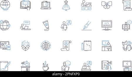 Trade and industry line icons collection. Manufacturing, Production, Infrastructure, Commerce, Innovation, Supply, Logistics vector and linear Stock Vector