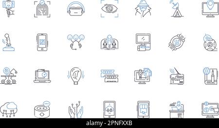 Multimedia outlet line icons collection. Content, Video, Audio, Images, Graphics, Animation, Infographics vector and linear illustration. Podcast,Live Stock Vector