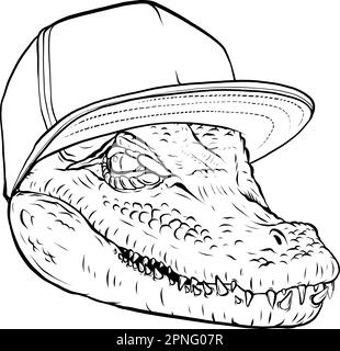 illustration of monochrome Crocodile head vector mascot design Stock Vector